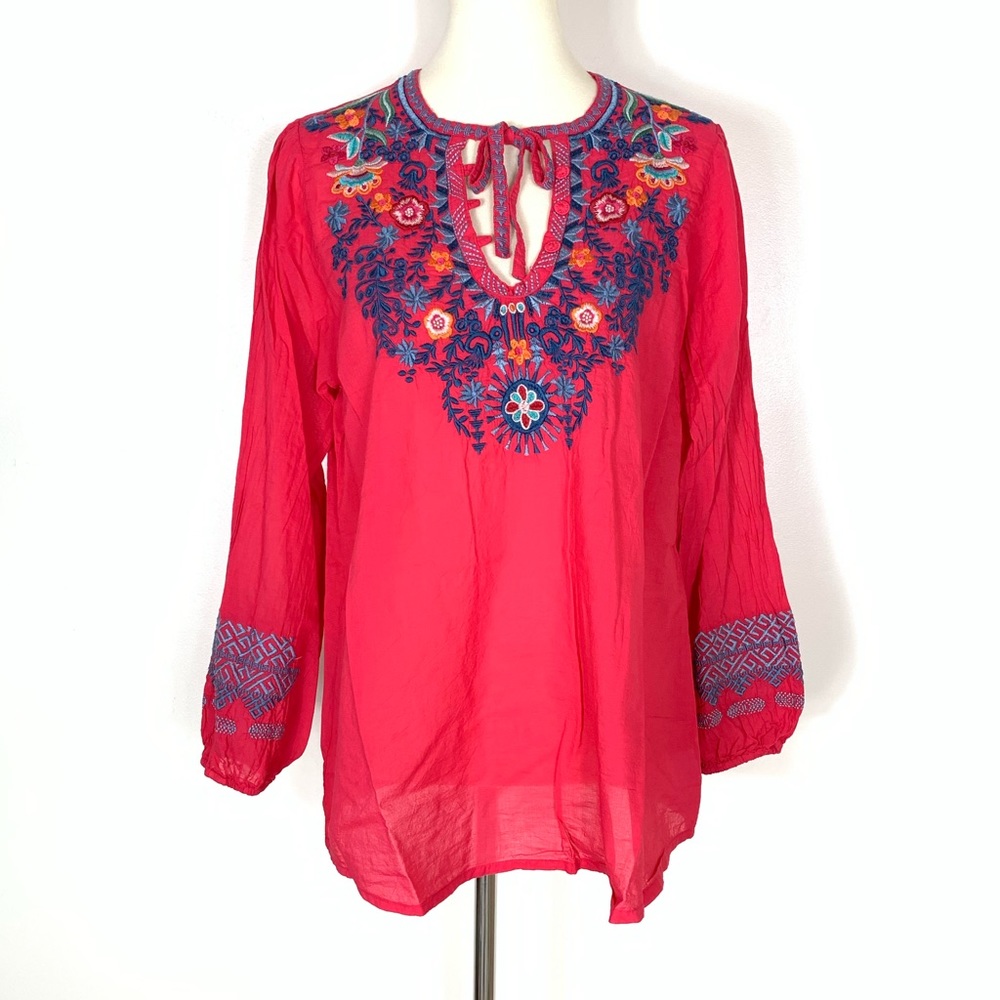 Johnny Was Chelsee Tunic Blouse Cotton Pink - Picture 2 of 8